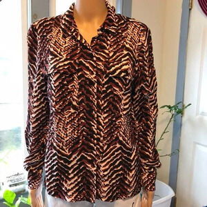Oliver Bonas Chetah Prints Women Buttons Up Shirt Size 8